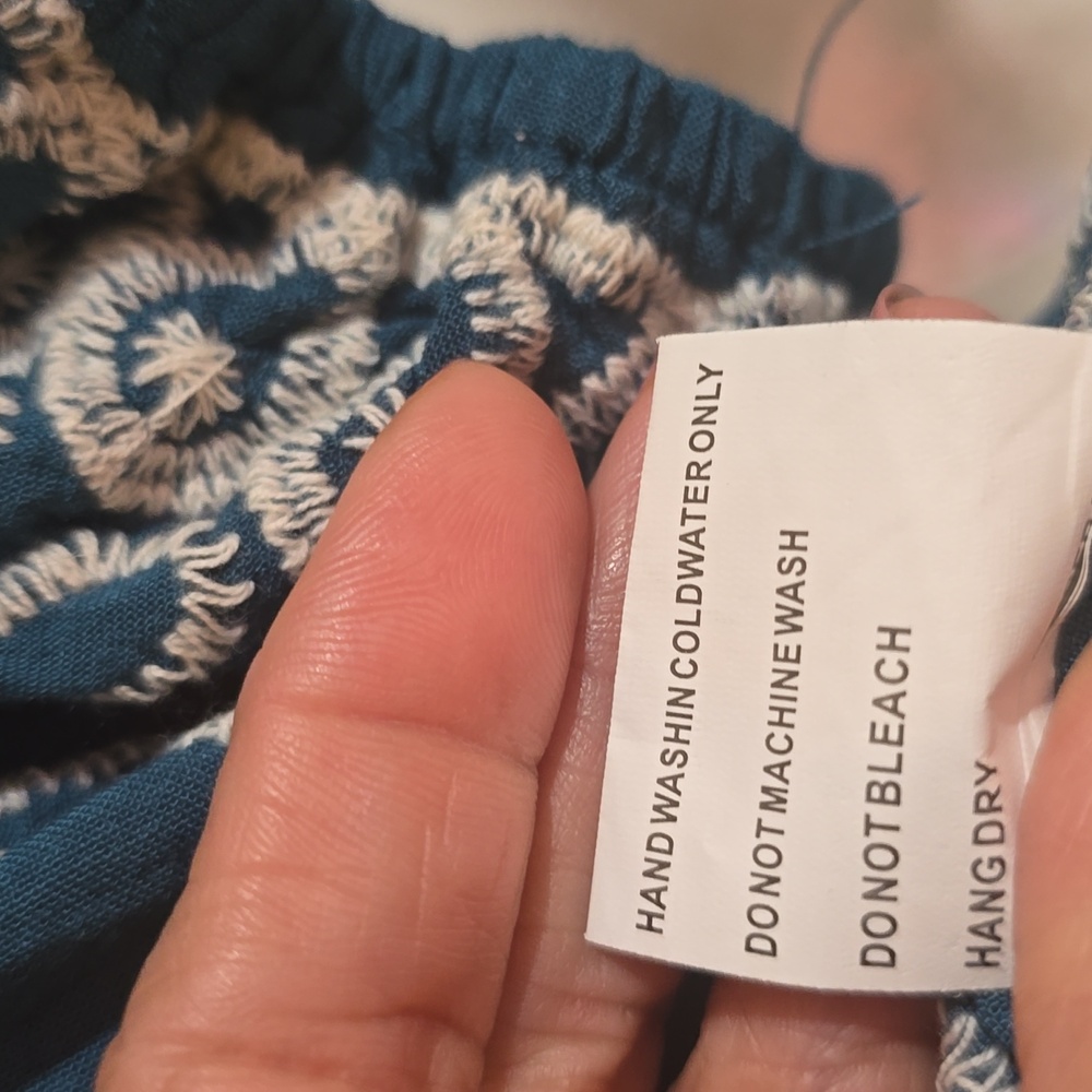 #260. Solitaire Teal Scoop-Neck Embroidered Blouse - Picture 7 of 7